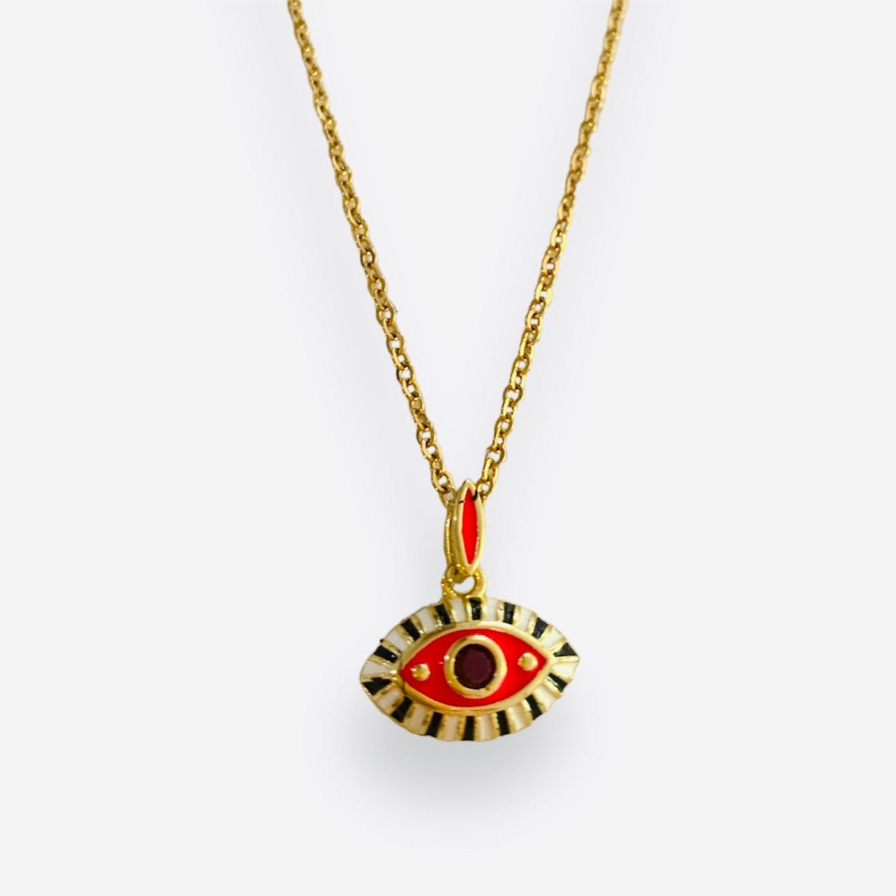 Protection Gold Pink Evil Eye Necklace-