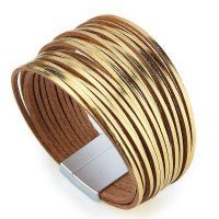 Rebel Rebel Gold Leather Cuff PRE-ORDER-Bracelet