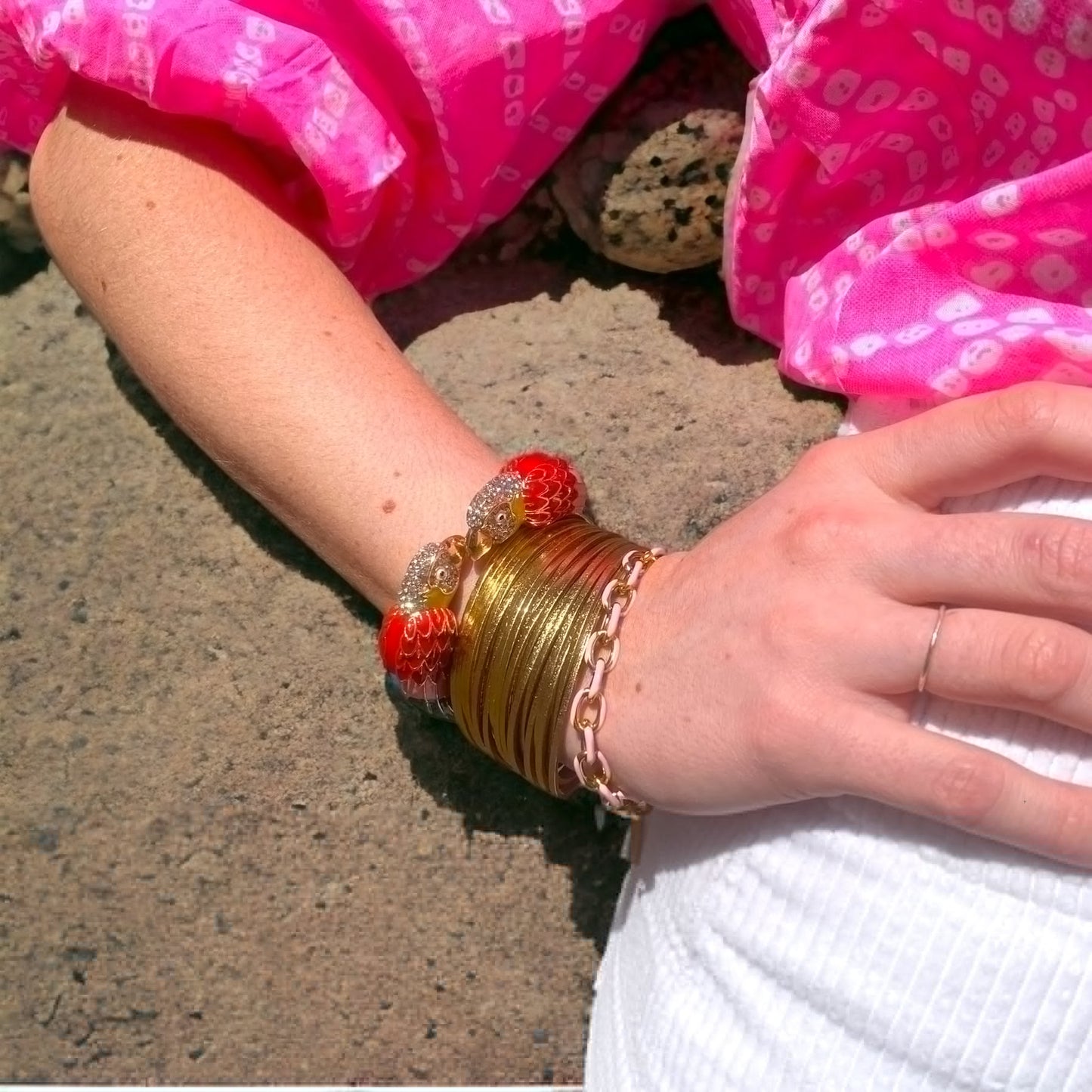 Rebel Rebel Gold Leather Cuff PRE-ORDER-Bracelet