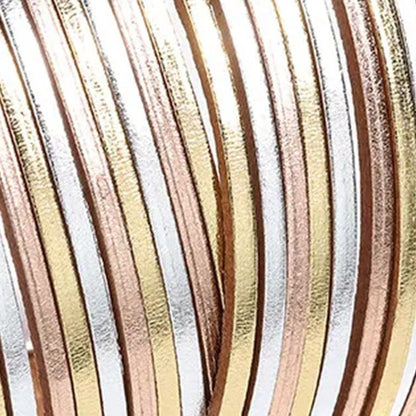 Rebel Rebel Silver and Gold Metallic Multi Leather Cuff PRE-ORDER-Bracelet