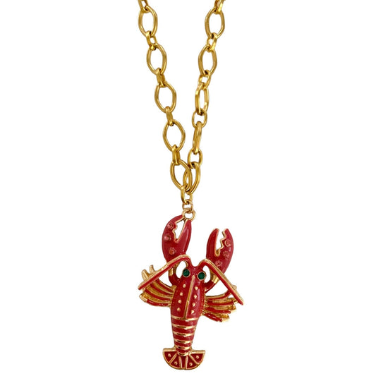 Rock Lobster Pink Gold Necklace-