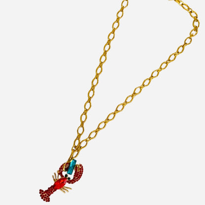 Rock Lobster Red Gold Necklace-