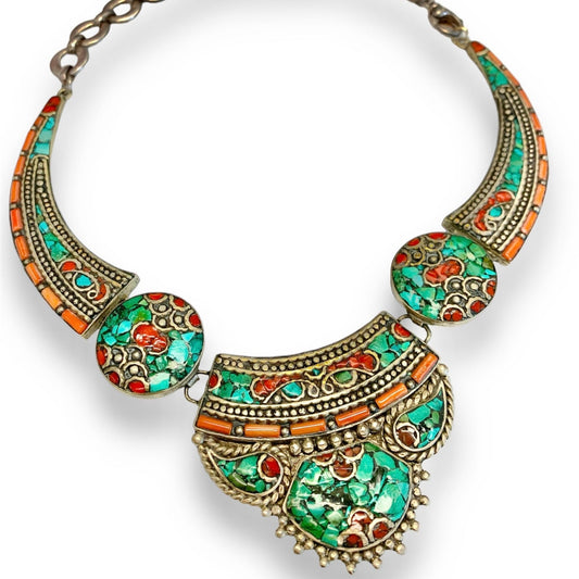 Sterling Silver and Turquoise Udaipur Necklace-