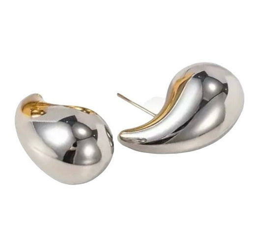 Teardrop Silver Earrings-earrings